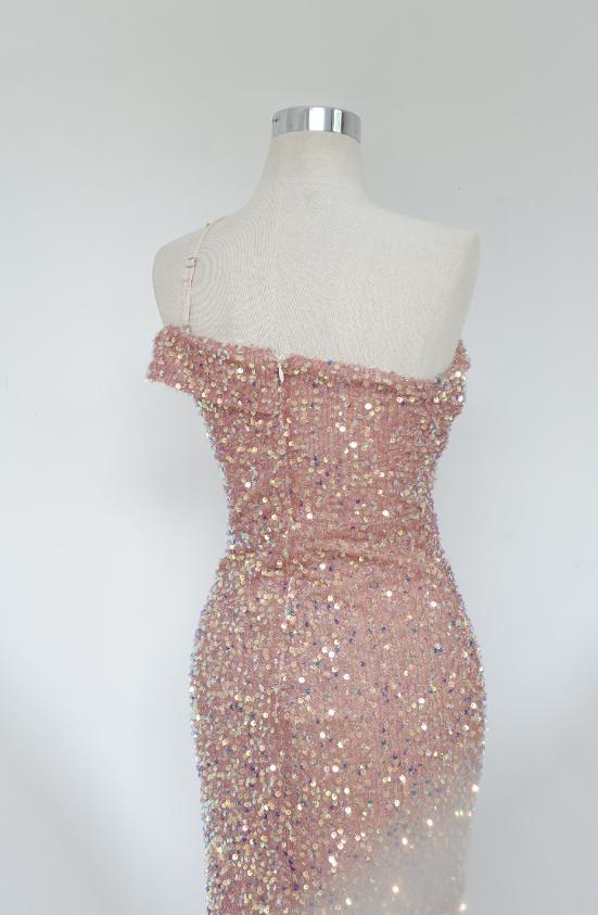 Rose Gold Sequin One Shoulder Lota