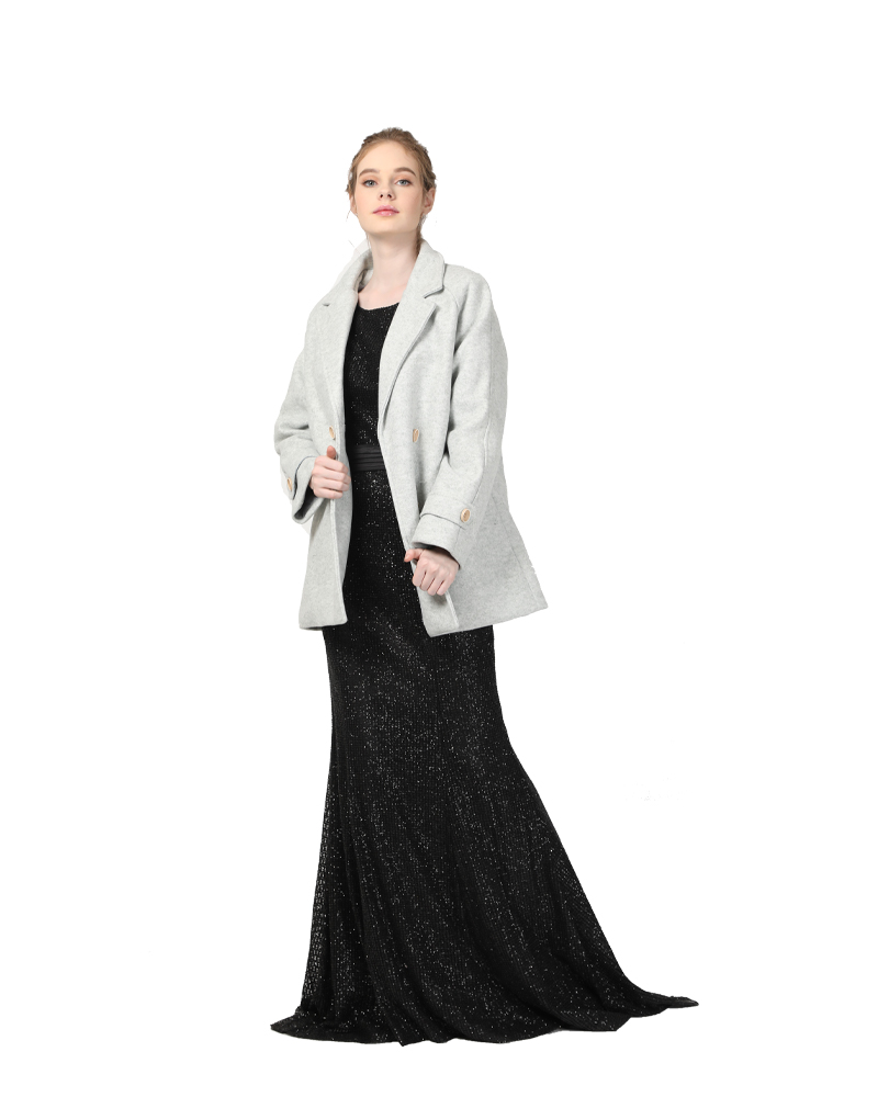 Grey Long Wool Coat 