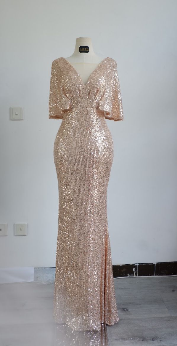 Rose Gold Sequin Batwing